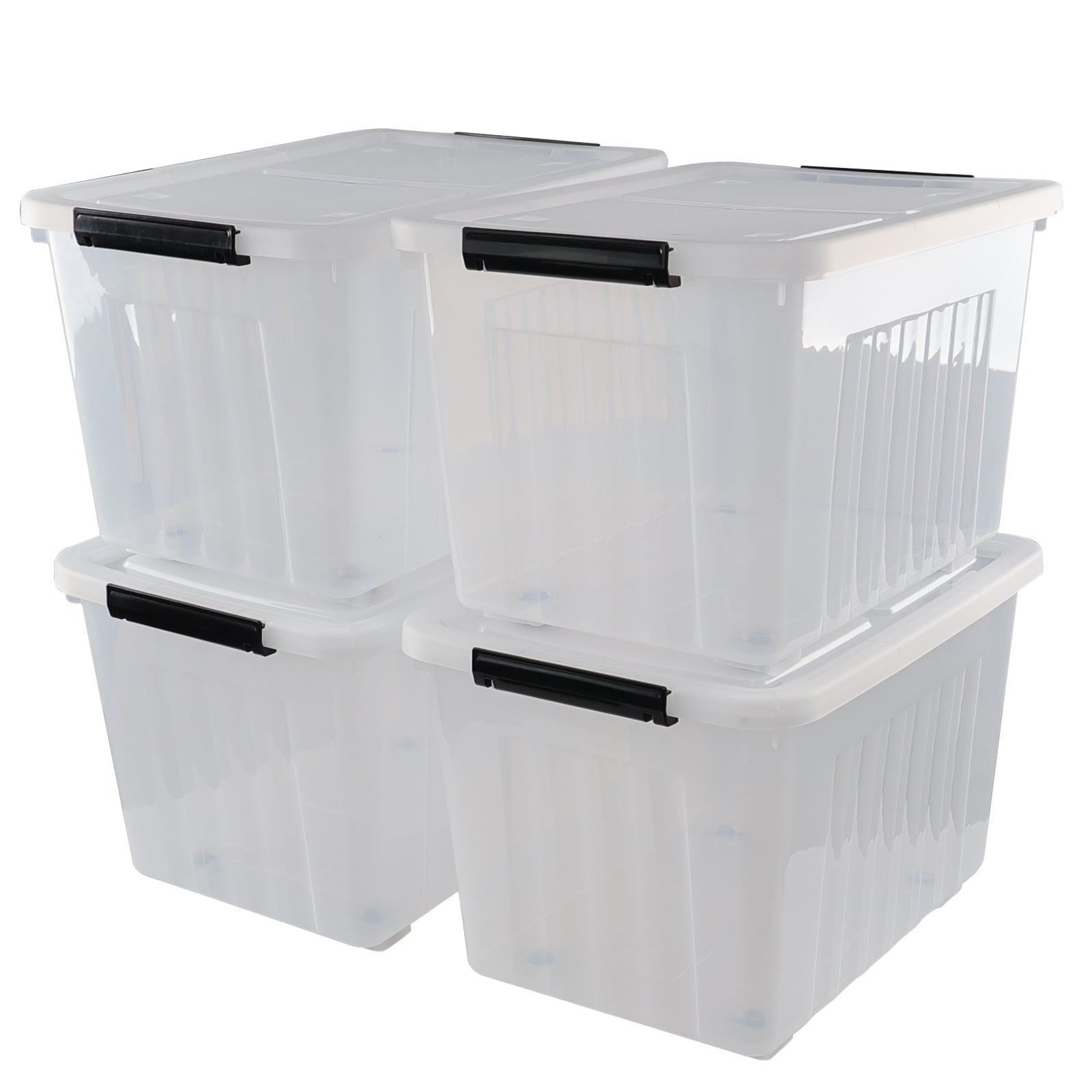 Cand 50 Quart Large Storage Bins with Wheels, Plastic Clear
