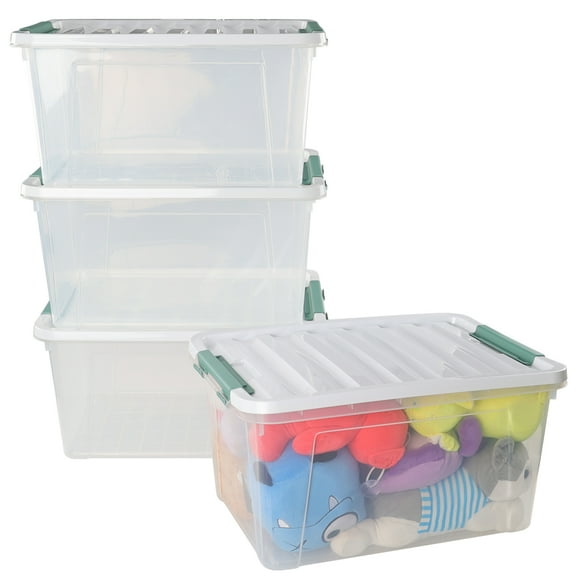 Cand Large 35 Qt Clear Plastic Storage Box with Lid, 4 Pack