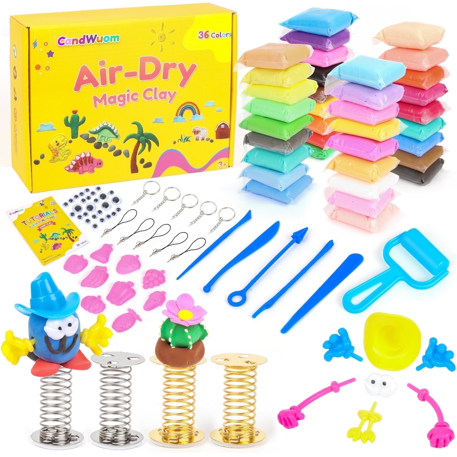 CandWuom Air Dry Clay for Kids- 36 Colors Modeling Magic Clay Kit, Soft & Ultra Light Molding Clay, Art Crafts Best Gift for Boys & Girls Age 3-12
