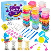 CandWuom Air Dry Modeling Clay for Kids - 60 Colors Modeling Magic Clay Kit, Soft & Ultra Light Molding Clay, Art Crafts Best Gift for Boys & Girls Age 3-12