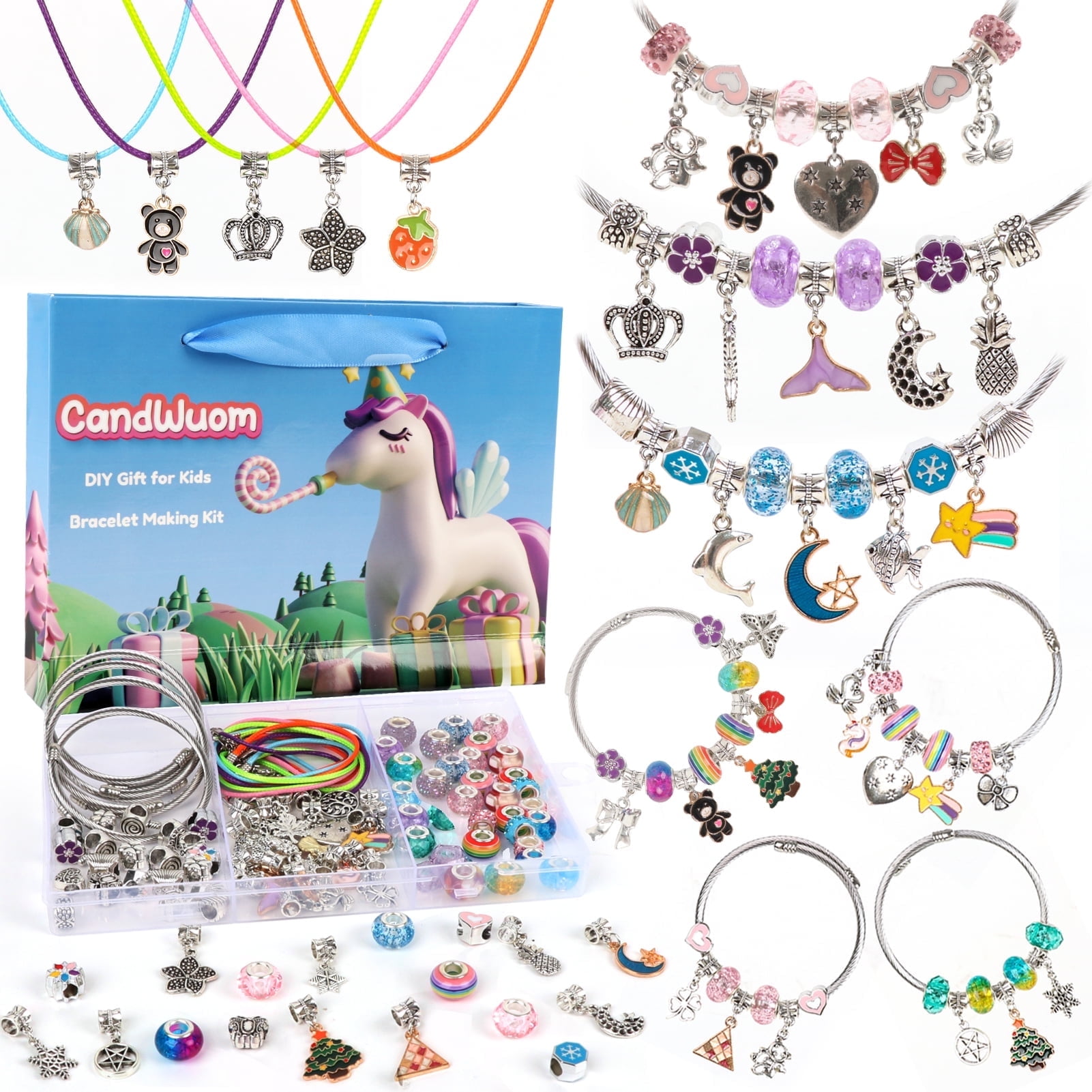CandWuom Charms Bracelet Making Kit for Girls, Jewelry Making Kit Toys for Teen Girls Birthday Gifts, Crafts for Girls Ages 8-12