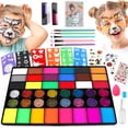 thumbnail image 1 of CandWuom Face Painting Kit for Kids –42 Colors Water Based Body Kids Face Painting Kit Includes Hair Chalks Comb, Brushes, Stencils, Professional Makeup Kit for Girl World Cup, 1 of 7