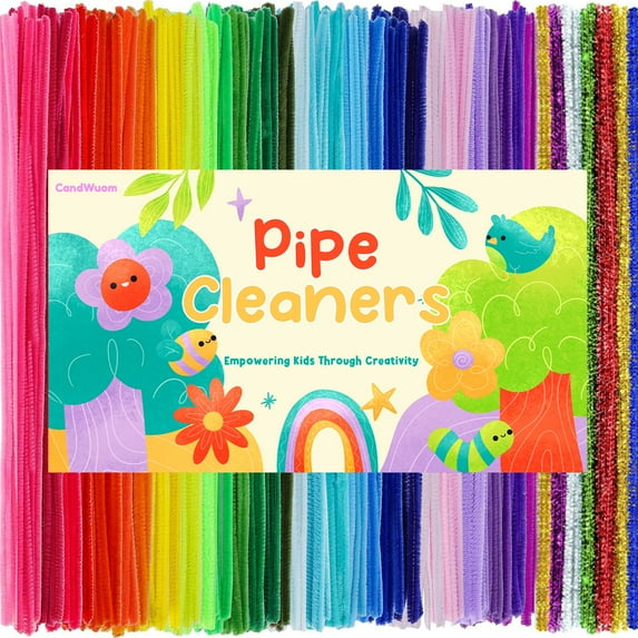 CandWuom Pipe Cleaners for Crafts, 1200 Pcs 30 Assorted Colors 12 inch Chenille Stems Fuzzy Sticks for Kids and Adults