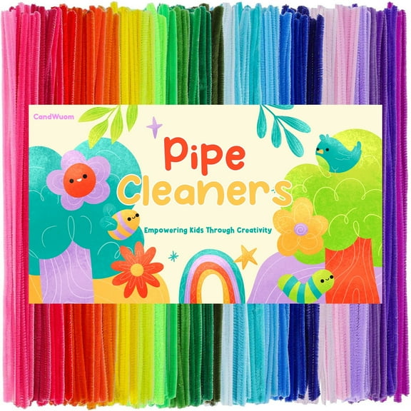 CandWuom 360 Pieces Pipe Cleaners 30 Assorted Colored Chenille Stems for Art and Crafts, Childrens Craft Supplies (6 mm x 12 inch)