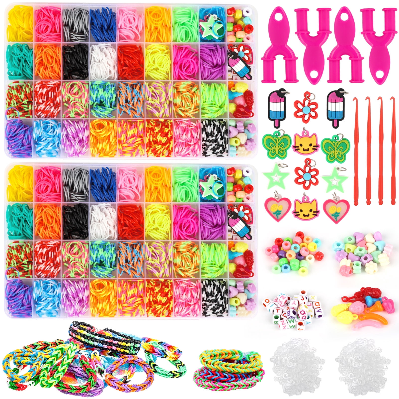CandWuom 3600+ Rubber Band Bracelet Making Kit, Rainbow Band Loom Bracelet Kit, Friendship Bracelet Kit for Girls 8-12 Gifts