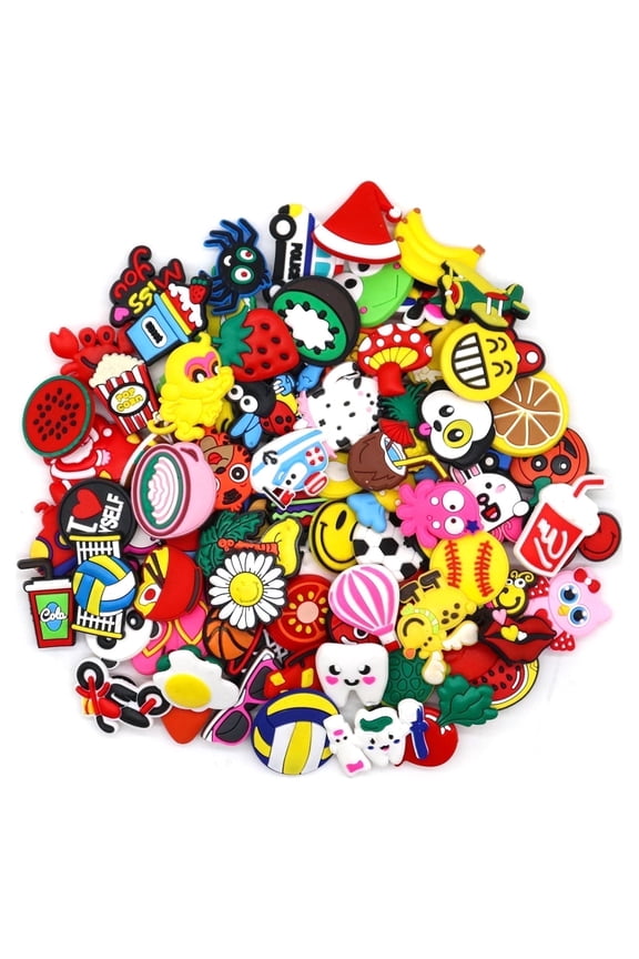 Shoe Charm Decorations,100Pcs PVC Clog Crock Charms for Easter Egg Fillers, Kids Party Favors