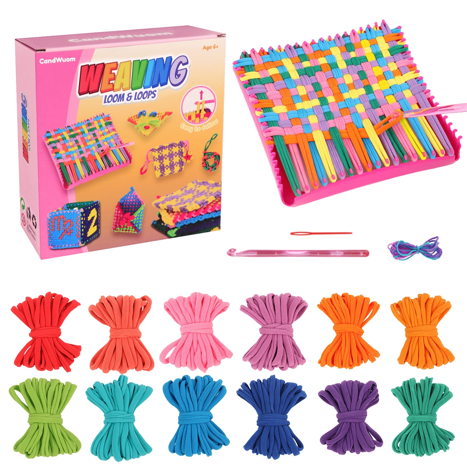CandWuom Weaving Loom Kit Toys, DIY Arts and Crafts for Kids and Adults, Ideal Gifts for Girls Ages 5 6 7 8-12 13, Easy Potholder Loom Knitting Activity for Beginners, 192 Loops