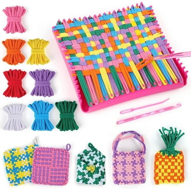 CandWuom Weaving Loom Kit for Kids Crafts, 7" Pot Holder Loom Knitting Kits Potholder Loom Crafts for Kids 8-12 Girls Gifts