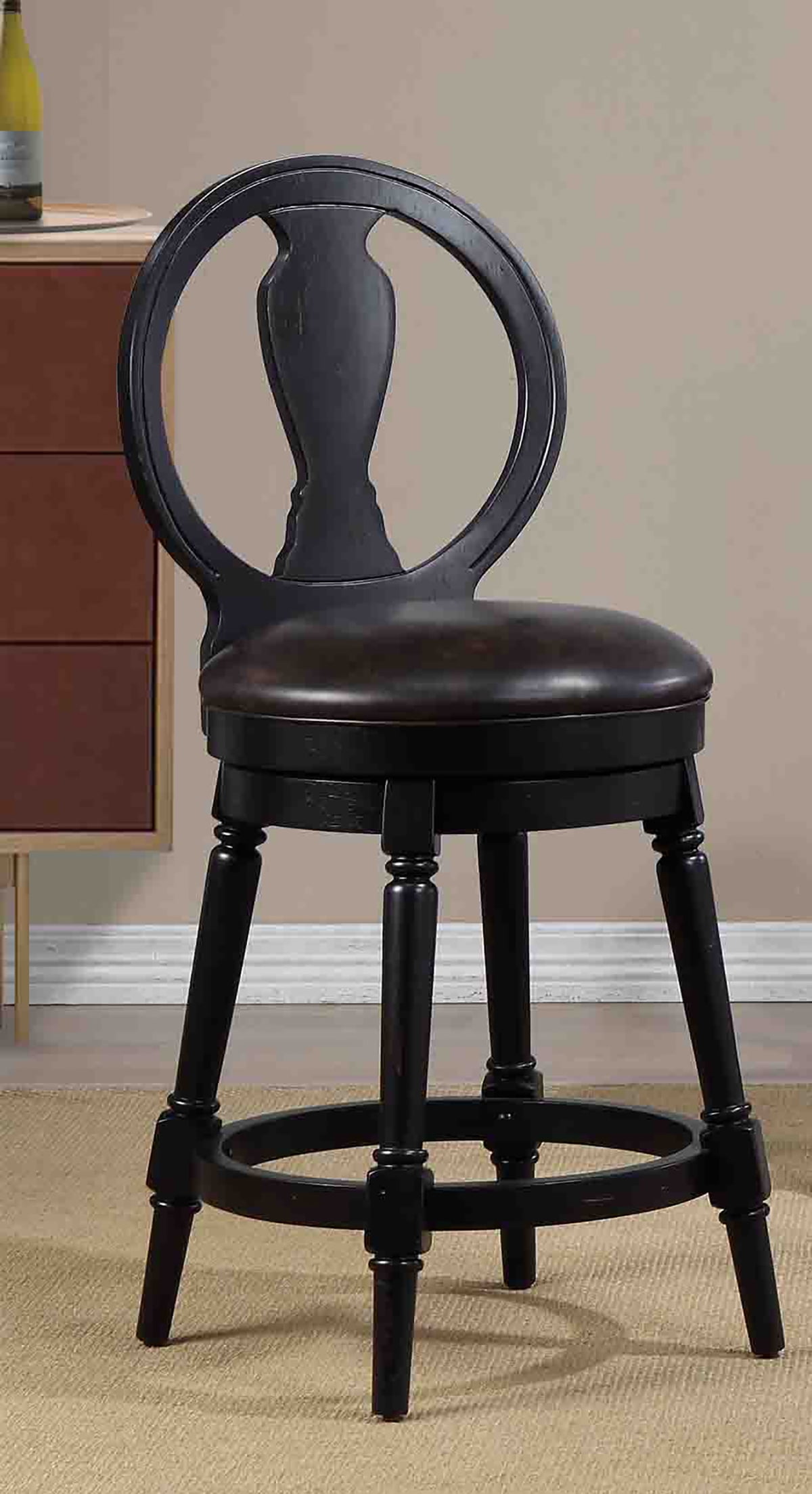 Candace Counter Height Swivel Stool, Black