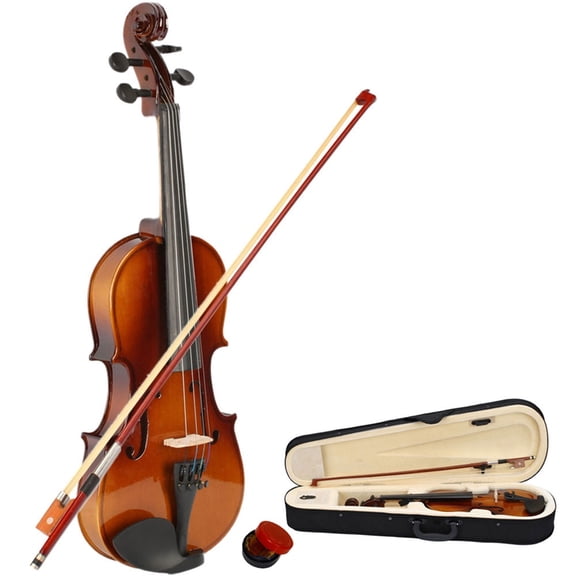 Canddidliike 1/2 Acoustic Violin Beginner Kits with Lightweight Case, Brazilwood Bow and Rosin - Natural