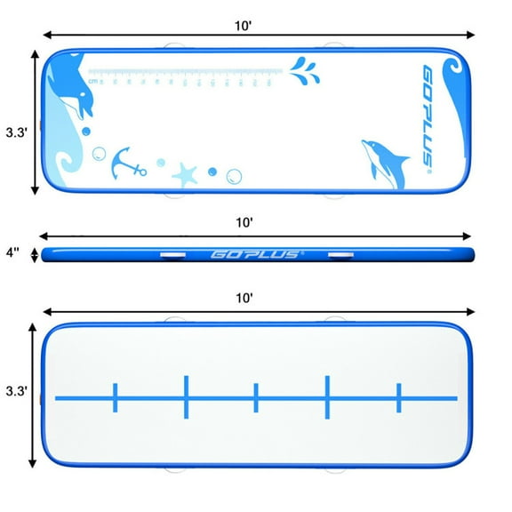 Canddidliike 10 Feet Inflatable Gymnastic Tumbling Mat with Electric Pump-Blue, Inflatable Air Tumbling Mat Gymnastics Tumble track Thickness Air Mats for Home