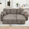 thumbnail image 1 of Canddidliike 104" Reversible L-Shape 3 Seat Sectional Couch, Pull Out Sleeper Sofa with Storage Chaise and 2 Stools for Living Room Furniture Set, Brown, 1 of 11