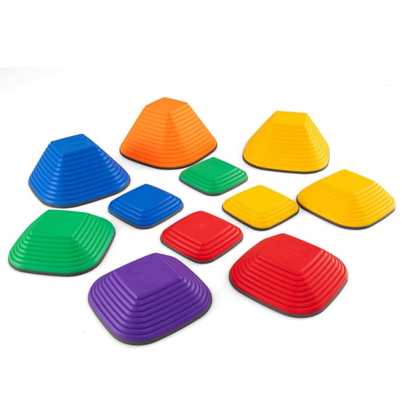Canddidliike 11-Piece Kids Stepping Stone Square Stackable Balance Blocks for Indoor Outdoor Use, Multicolor