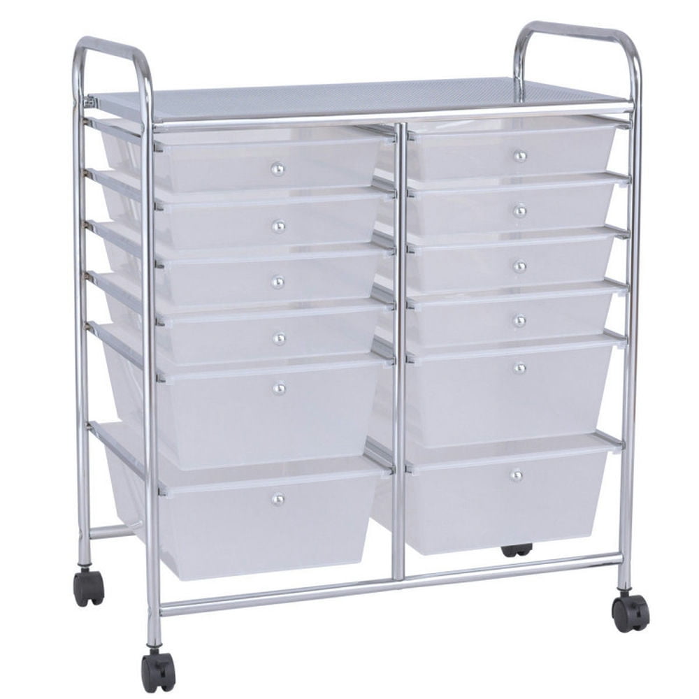 Canddidliike 12 Storage Drawer Organizer Bins Rolling Cart, Craft Storage, Multipurpose Organizer Cart for Home, Office, School