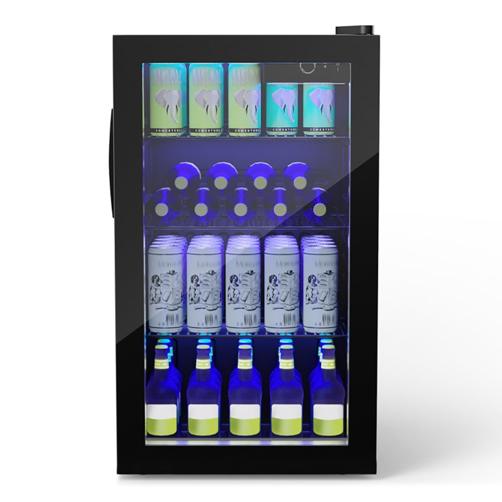 Canddidliike 120 Can Beverage Mini Refrigerator with Glass Door, Fridge with Freezer, Fridge