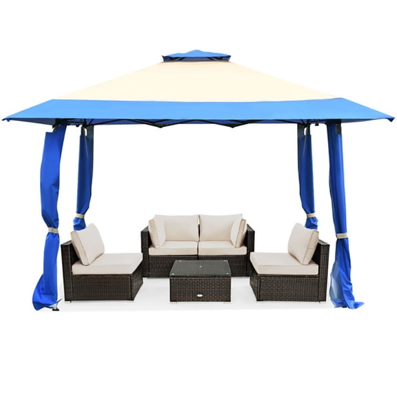 Canddidliike 13 Feet x 13 Feet Pop Up Canopy Tent Instant Outdoor Folding Canopy Shelter-Blue, Outdoor Party Event Tents for Outside Party Waterproof Tent BBQ Shelter