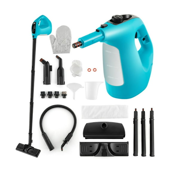 Canddidliike 1400W Handheld Steam Cleaner with 14-Piece Accessory Kit and Child Lock-Blue, Perfect for Stain Removal, Curtains, Car Seats, Floor, Window Cleaning