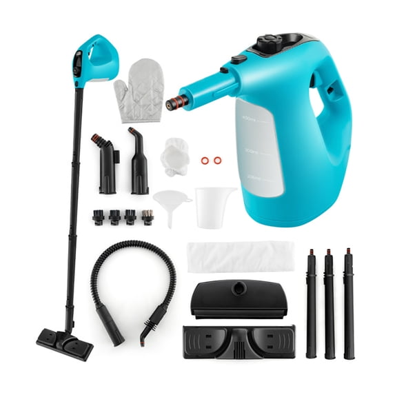 Canddidliike 1400W Handheld Steam Cleaner with 14-Piece Accessory Kit and Child Lock-Blue, Perfect for Stain Removal, Curtains, Car Seats, Floor, Window Cleaning