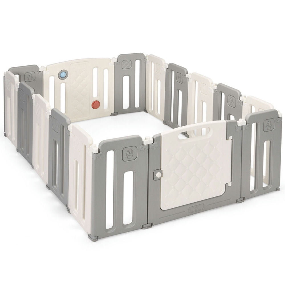 Canddidliike 16 Panels Baby Safety Playpen with Drawing Board-Gray, Play Pen for Babies and Toddlers Canddidliike 16 Panels Baby Safety Playpen with Drawing Board-Gray, Play Pen for Babies and Toddlers