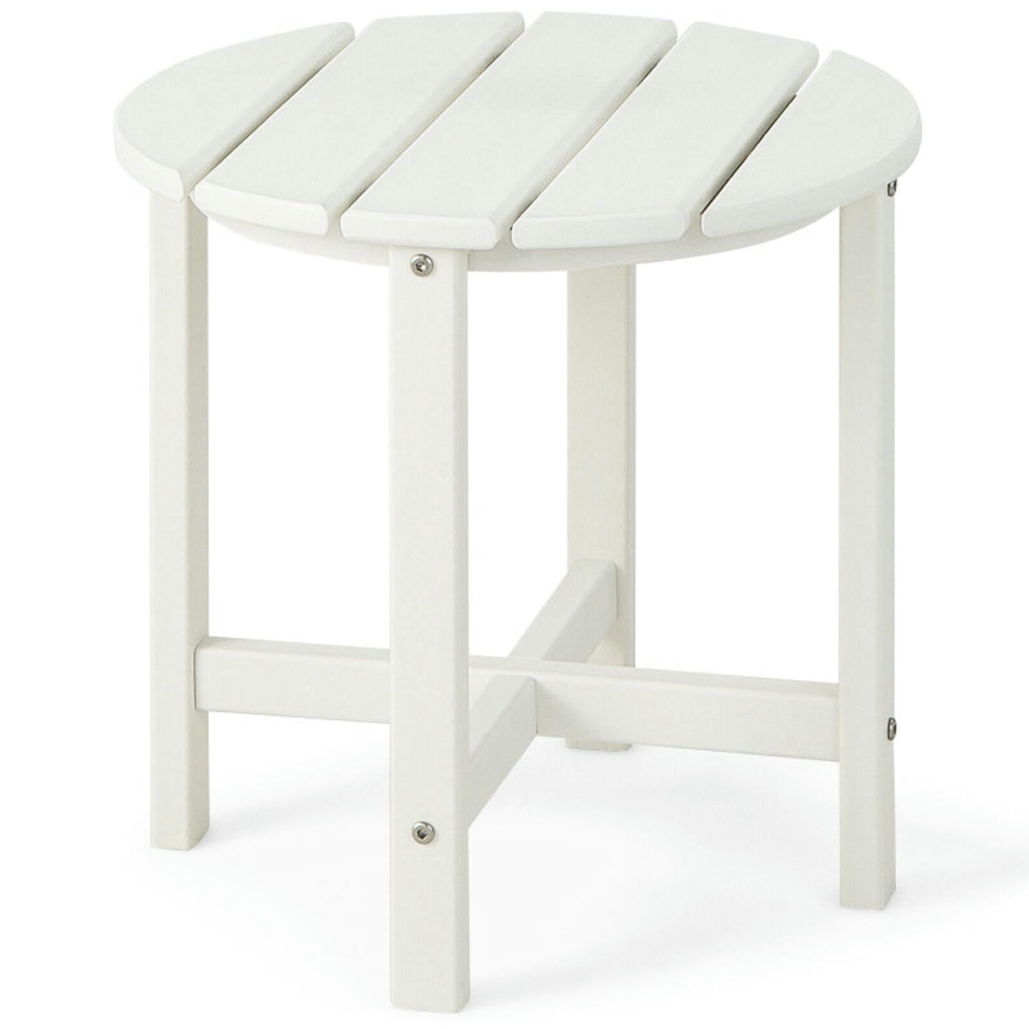Canddidliike 18 Inch Round Weather-Resistant Adirondack Side Table-Gray, Outdoor Coffee Side End Table for Outside Patio Storage, White Canddidliike 18 Inch Round Weather-Resistant Adirondack Side Table-Gray, Outdoor Coffee Side End Table for Outside Patio Storage, White