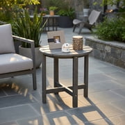 Spaco 18 Inch Round Weather-Resistant Adirondack Side Table-Gray, Outdoor Coffee Side End Table for Outside Patio Storage