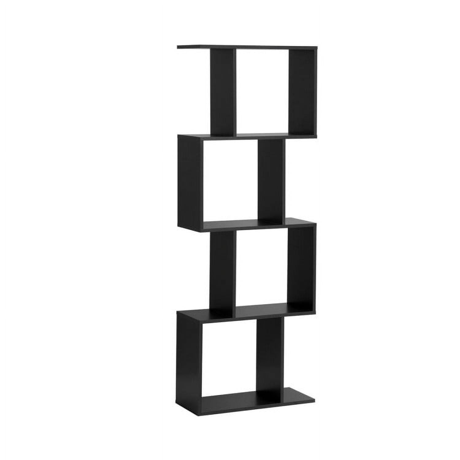 Canddidliike 2/3/4 Tiers Wooden S-Shaped Bookcase for Living Room Bedroom Office-4-Tier, Tall Bookshelf, Book Shelves for Living Room, Home Office, Bedroom, Balcony