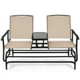 thumbnail image 1 of Canddidliike 2-Person Double Rocking Loveseat, Outdoor Patio Furniture Set with Mesh Fabric and Center Tempered Glass Table, 1 of 7