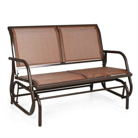Canddidliike 2 Person Swing Glider Chair 48 Inch Loveseat Rocker Lounge Backyard, Outdoor/Indoor Rocker with Weather Resistant Steel Frame for Porch Garden Outside, Brown