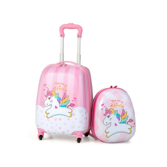 Canddidliike 2 Pieces 12 Inch 16 Inch Kids Luggage Set with Backpack and Suitcase for Travel-Lovely Unicorn, Kids Luggage with Wheels, Riding Suitcase for Kids