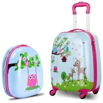 Canddidliike 2 Pieces ABS Kids Suitcase Backpack Luggage Set, Kids Luggage with Wheels, Riding Suitcase for Kids