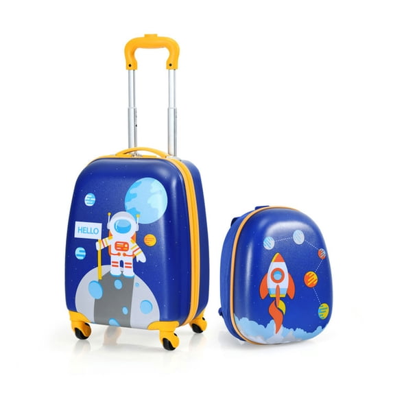 Canddidliike 2 Pieces Kids Luggage Sets with Backpack and Suitcase for Travel, Kids Luggage with Wheels, Riding Suitcase for Kids