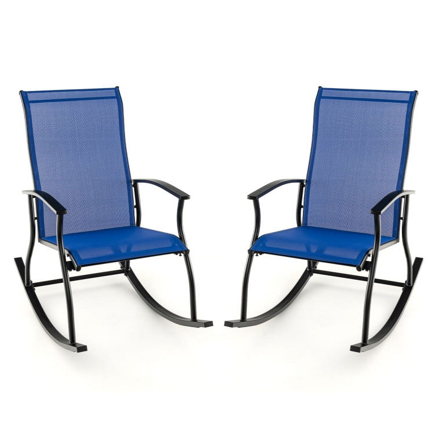 Canddidliike 2 Pieces Outdoor Rocking Chairs with Breathable Backrest, Chair Rocking Seating for Porch,Backyard,Indoor and Garden, Navy Canddidliike 2 Pieces Outdoor Rocking Chairs with Breathable Backrest, Chair Rocking Seating for Porch,Backyard,Indoor and Garden, Navy