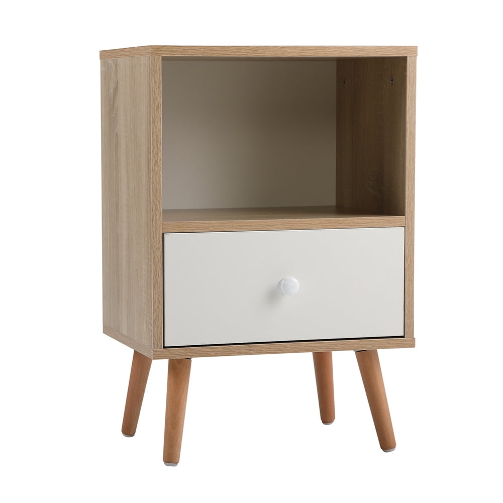 Canddidliike 2-Tier Nightstand with Drawer and Storage Shelf, Modern ...