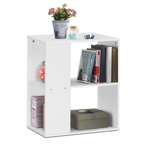 Canddidliike 2-Tier Side End Table with Storage Shelves -White, Modern Nightstand, End Table for Bedroom Living Room