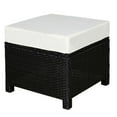 thumbnail image 1 of Canddidliike 20" Patio Wicker Ottoman, Multipurpose PE Rattan Footrest, Additional Seating, Side Table with Soft Cushion for Outdoor as Patio, Brown and Off-white, 1 of 10