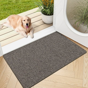 Canddidliike 20"x32" Indoor Door Mat, Non Slip Rubber Backing Entrance Mat, Easy Clean Low Profile Ultra Thin Entryway Rug for Indoor, Brown