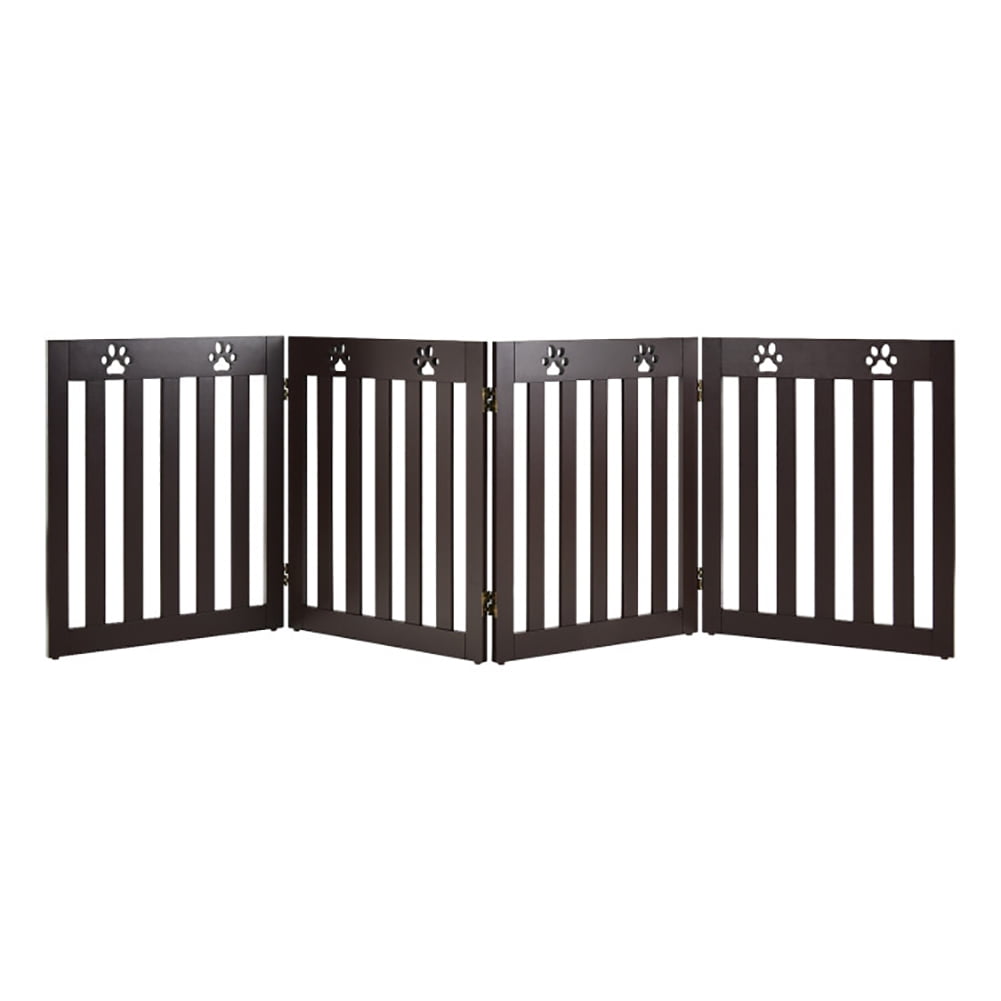Canddidliike 24 Inch Folding Wooden Freestanding Pet Gate Dog Gate with