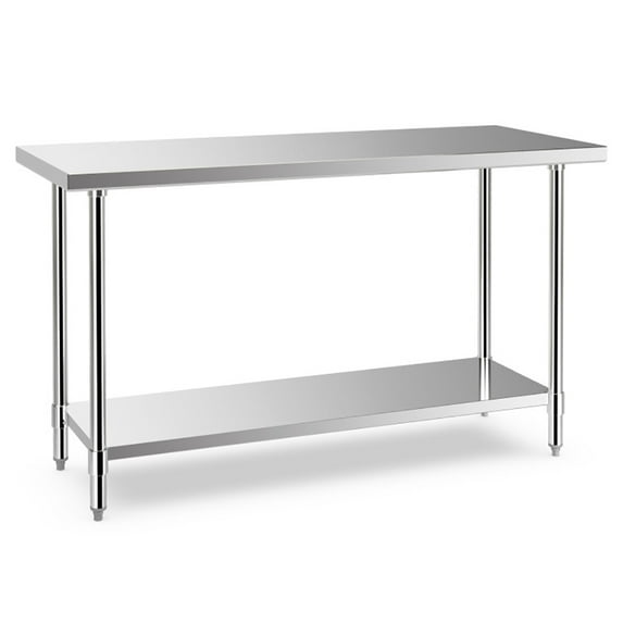 Canddidliike 24 x 60 Inches Stainless Steel Kitchen Prep Work Table with Adjustable Undershelf, Food Prep Stainless Steel Table , Metal Table for Restaurant, Warehouse, Home, Kitchen, Garage,Silver