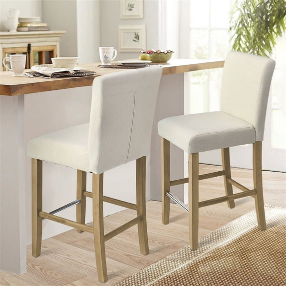 Canddidliike 26" H Classic Upholstered Accent Dining Chair, Modern Upholstered Armless Stool, Set of 2 - Beige