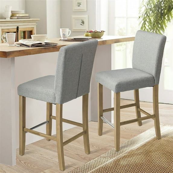 Canddidliike 26" H Classic Upholstered Accent Dining Chair, Modern Upholstered Armless Stool, Set of 2 - Grey