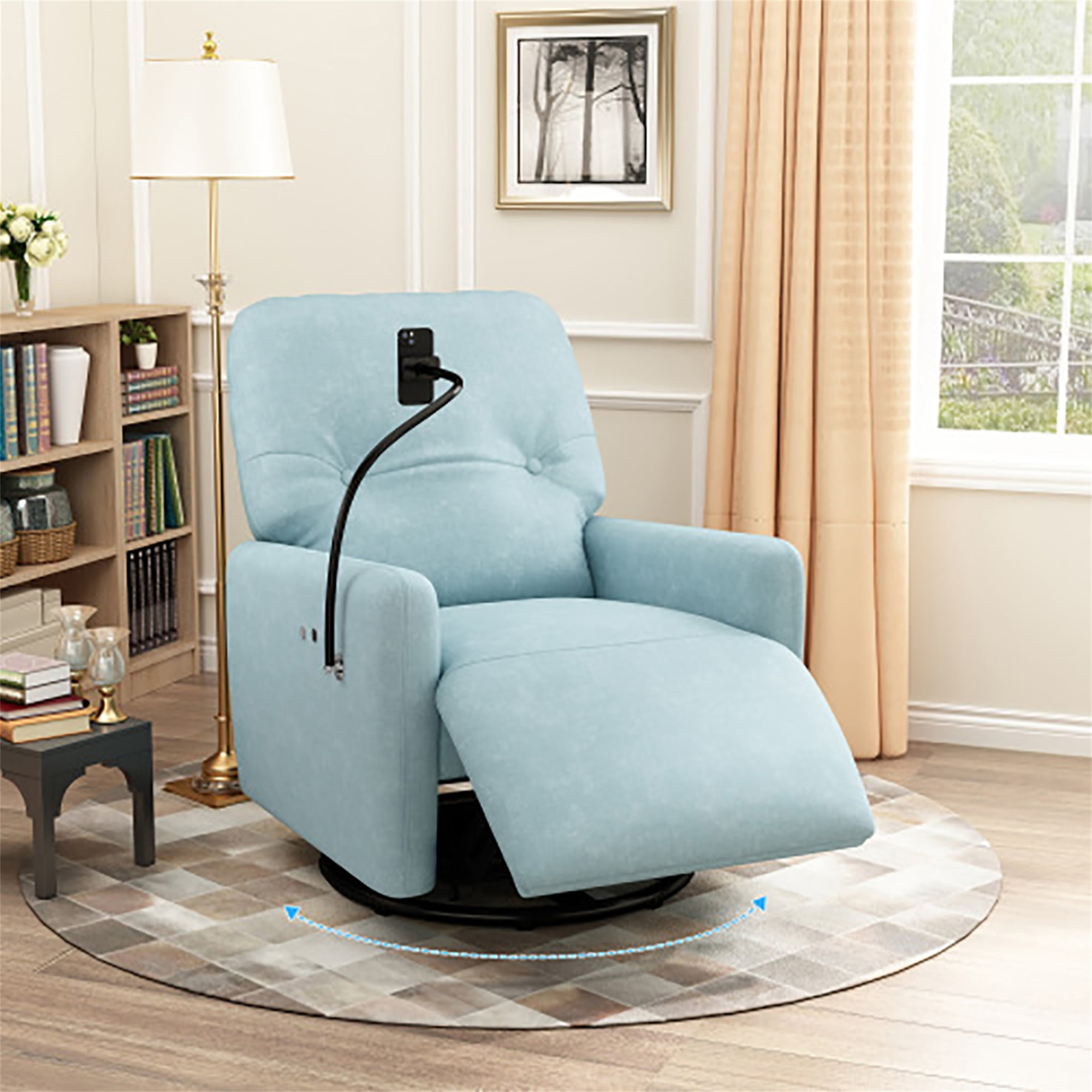 Canddidliike 270 Degree Swivel Power Lift Recliner Chair Recliner Chair Clearance wite a Phone Holder for Living Room Blue Walmart