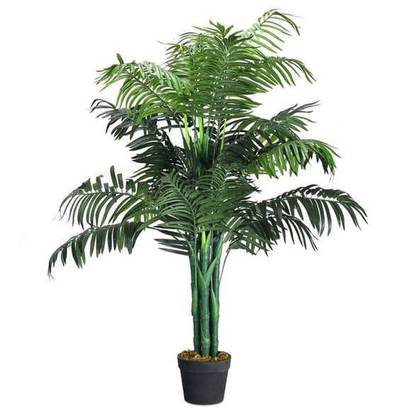 Canddidliike 3.5 Feet Tall Artificial Areca Palm Decorative Silk Tree, Artificial Palm Tree with Simulated Moss and Polyester Leaves, Artificial Plants with Basket for Living Room, Garden, Green