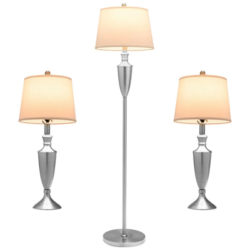 Canddidliike 3 Piece Lamp with Set Modern Floor Lamp and 2 Table Lamps-Silver, Vanity Lights