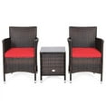 thumbnail image 1 of Canddidliike 3 Piece Rattan Wicker Sofa Set, Balcony Furniture Outdoor Rattan Patio Conversation Set with Washable and Removable Cushion for Patio-Red, 1 of 9