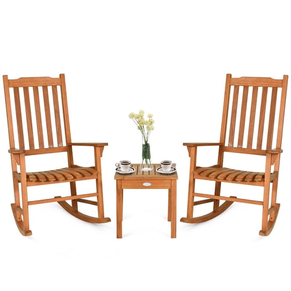 Canddidliike 3 Piece Rocking Bistro Set, Outdoor Furniture with Rocker Chairs and Coffee Table Set of 3, Balcony, Porch Furniture for Small Space