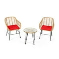 thumbnail image 1 of Canddidliike 3 Pieces Rattan Furniture Set, Outdoor Patio Furniture Set with Cushioned Chair Table-Red, 1 of 1
