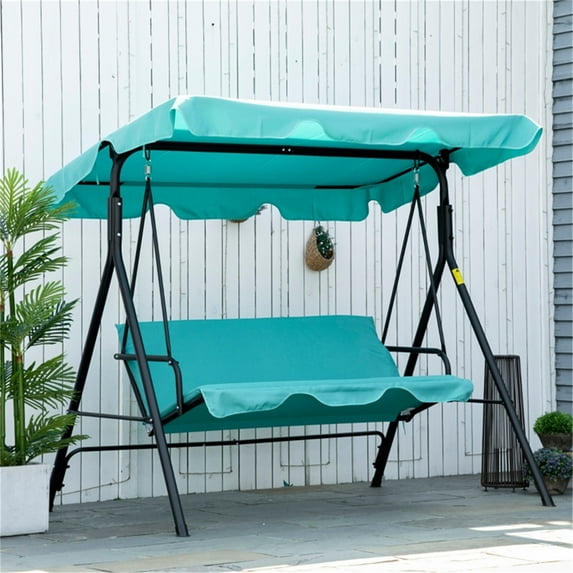 Canddidliike 3 Seat Outdoor Porch Swing Seat, Patio Swing Chair, Waterproof Anti-UV Heavy Duty Rip Proof Garden Hammock, Garden Furniture Outdoors, Blue