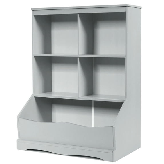 Canddidliike 3-Tier Children's Multi-Functional Bookcase Toy Storage Bin Floor Cabinet-Gray, Toy Storage Organizer for Kids, Boys, Girls, Nursery