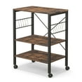 thumbnail image 1 of Canddidliike 3-Tier Kitchen Baker's Rack Microwave Oven Storage Cart with Hooks-Rustic Brown, Bakers Rack Kitchen Storage Shelf, 1 of 7