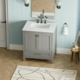 thumbnail image 1 of Canddidliike 30" Freestanding Bathroom Vanity with Sink, Carrara Engineered Marble Vanity Top with Under-mounted Rectangular Ceramic Sink and Solid Wood Frame, Gray, 1 of 13
